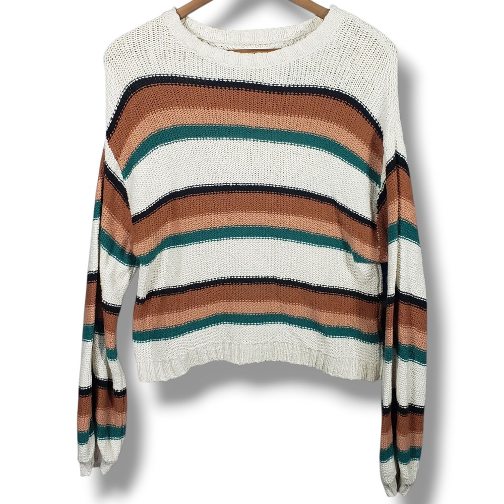 Billabong 1973 Striped Oversized Knit Sweater Large Earthy Retro Surf Vintage